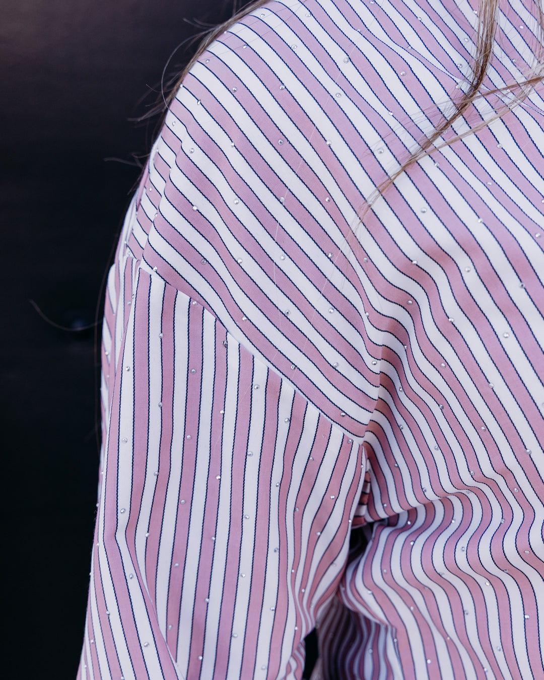 Joseph Ribkoff: Tencel Stripe Print Boxy Blouse in Vintage Rose/Vanilla (261931f26)