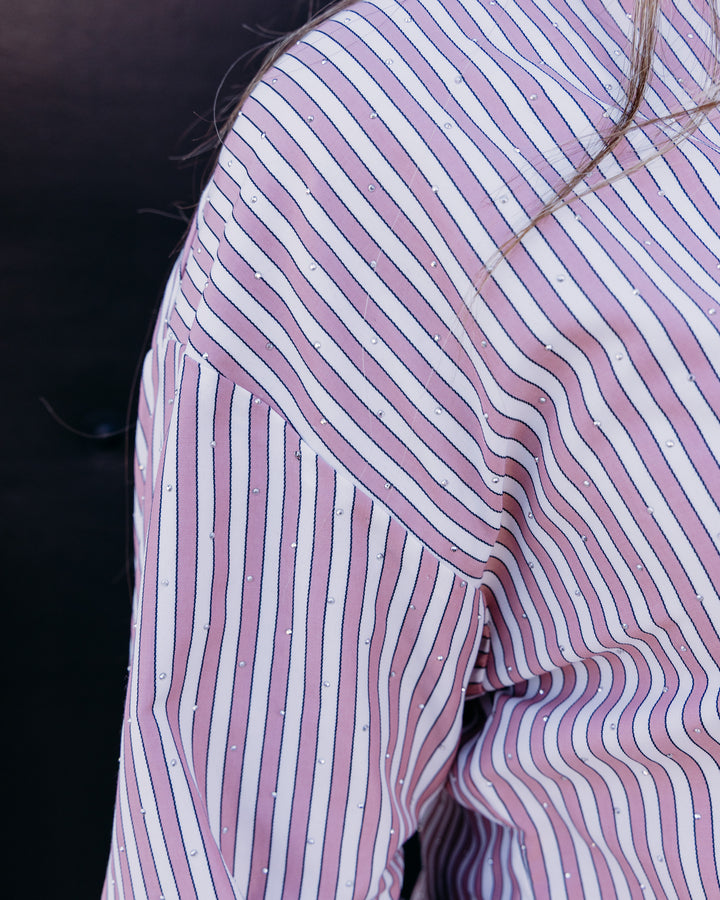 Joseph Ribkoff: Tencel Stripe Print Boxy Blouse in Vintage Rose/Vanilla (261931f26)