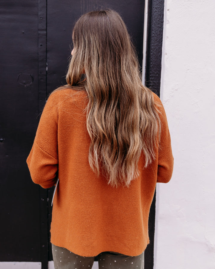 Multiples: 3/4 Sleeve Funnel Neck Sweater Top in Caramel (M46110KM)