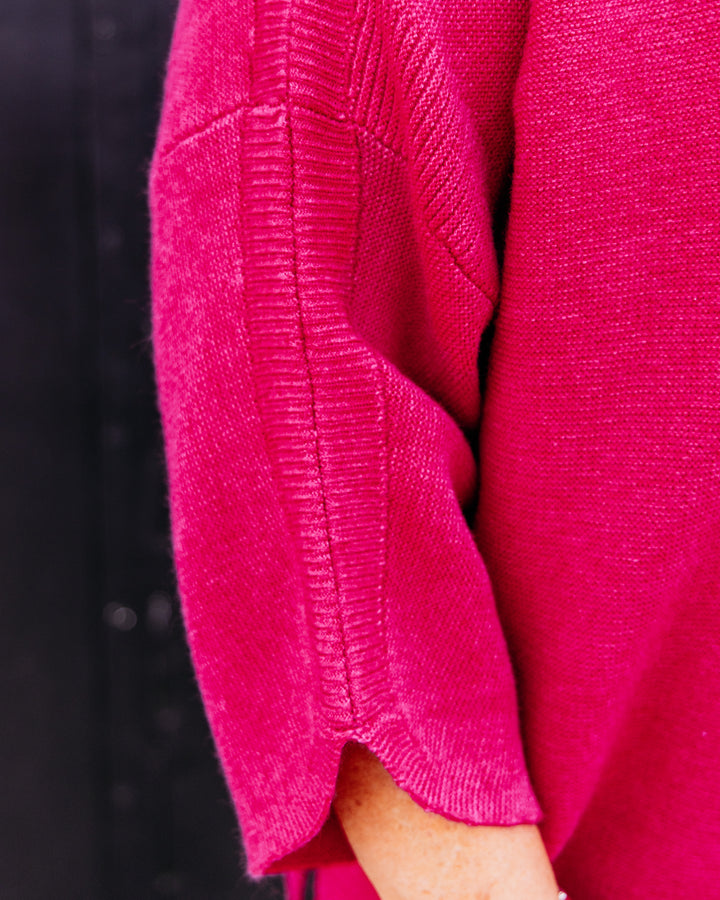 Multiples: Funnel Neck Sweater in Deep Fuchsia (M46110KM)