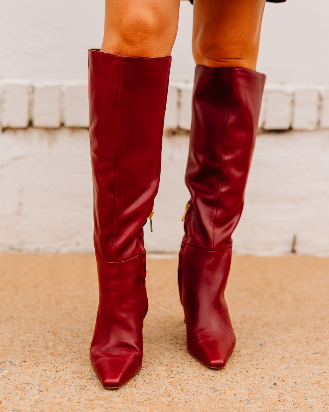 Sam Edelman: Sylvia Red Leather Knee High Boots - The Vogue Boutique