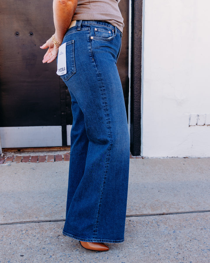 Pistola: Vivian Mid Rise Wide Leg in Blue Depths (P00016530)