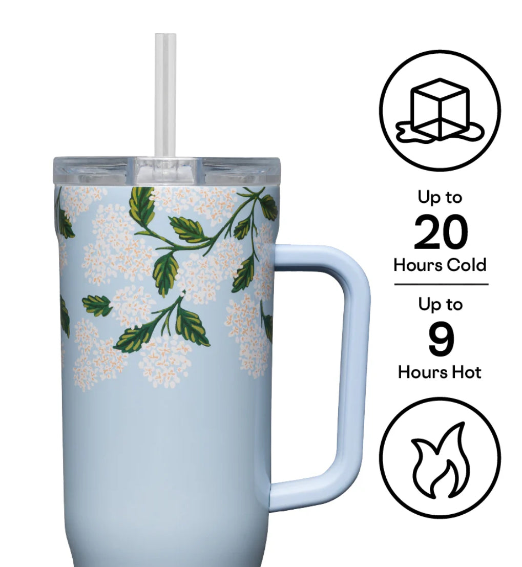 Corkcicle: 40oz Rifle Paper Gloss Blue Hydrangea Cruiser - The Vogue Boutique