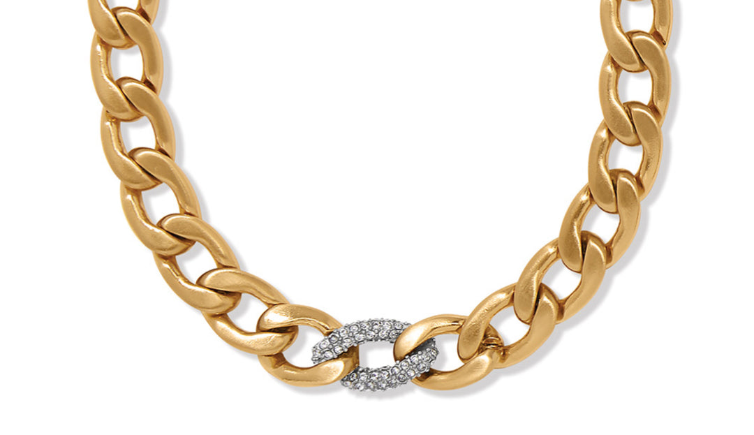Brighton: Cleo Pave Link Gold Necklace