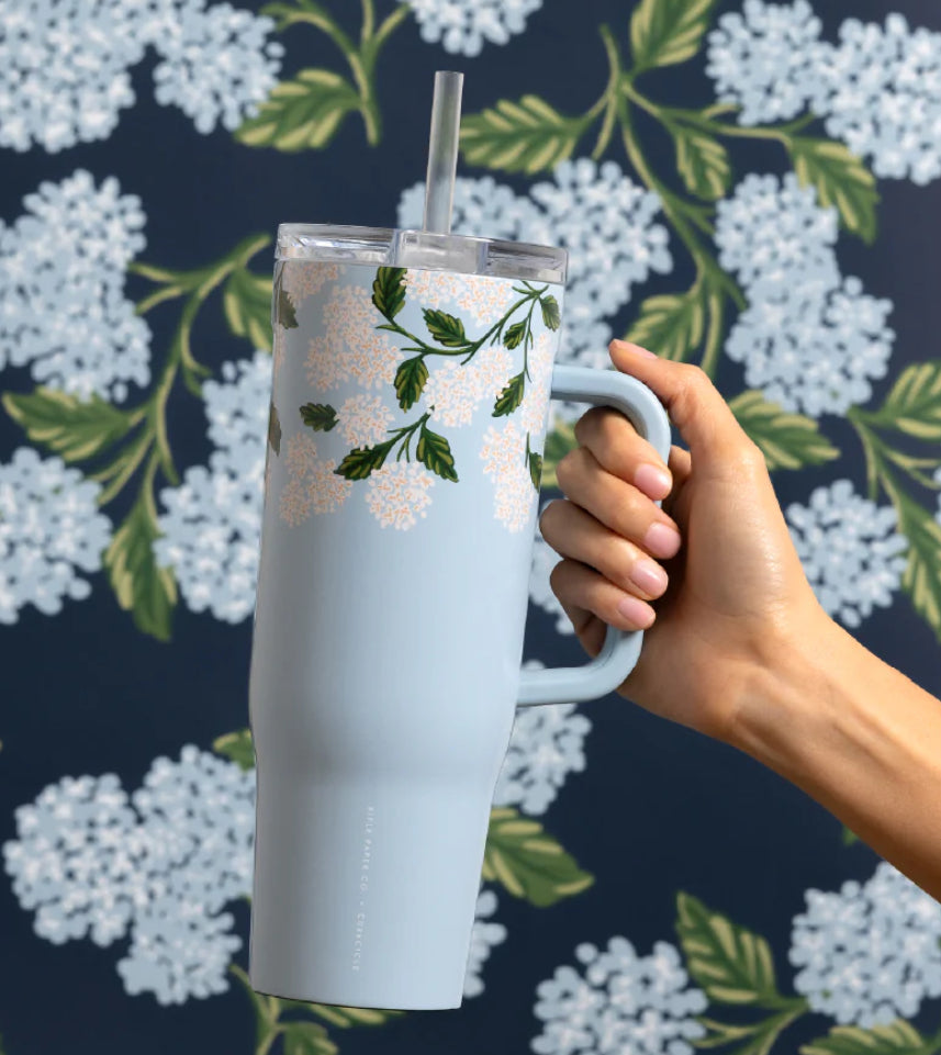 Corkcicle: 40oz Rifle Paper Gloss Blue Hydrangea Cruiser - The Vogue Boutique