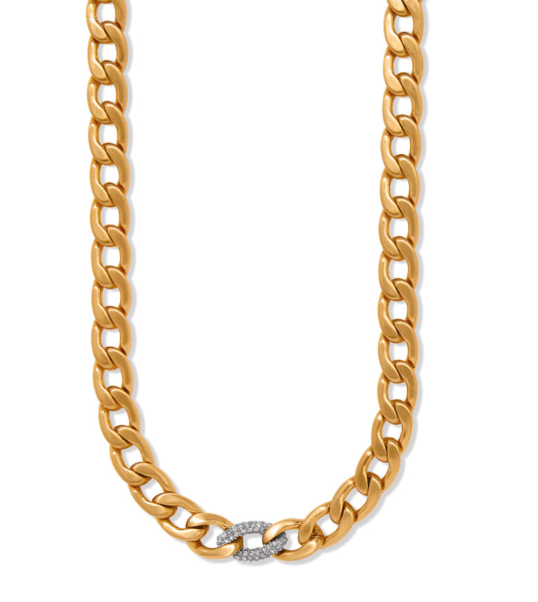 Brighton: Cleo Pave Link Gold Necklace