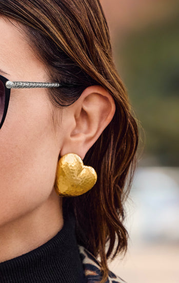 Brighton: Trianon Heart Gold Post Earrings - The Vogue Boutique