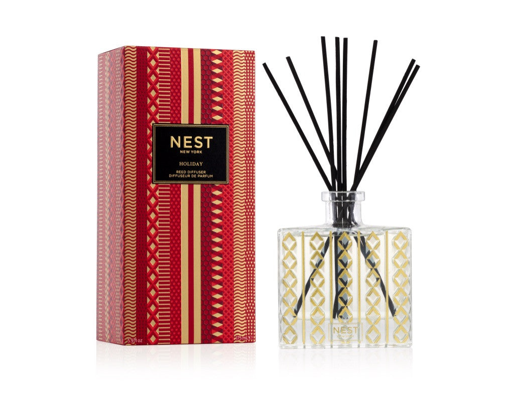 Nest New York Holiday Reed Diffuser 5.9 fl oz with decorative red and gold box