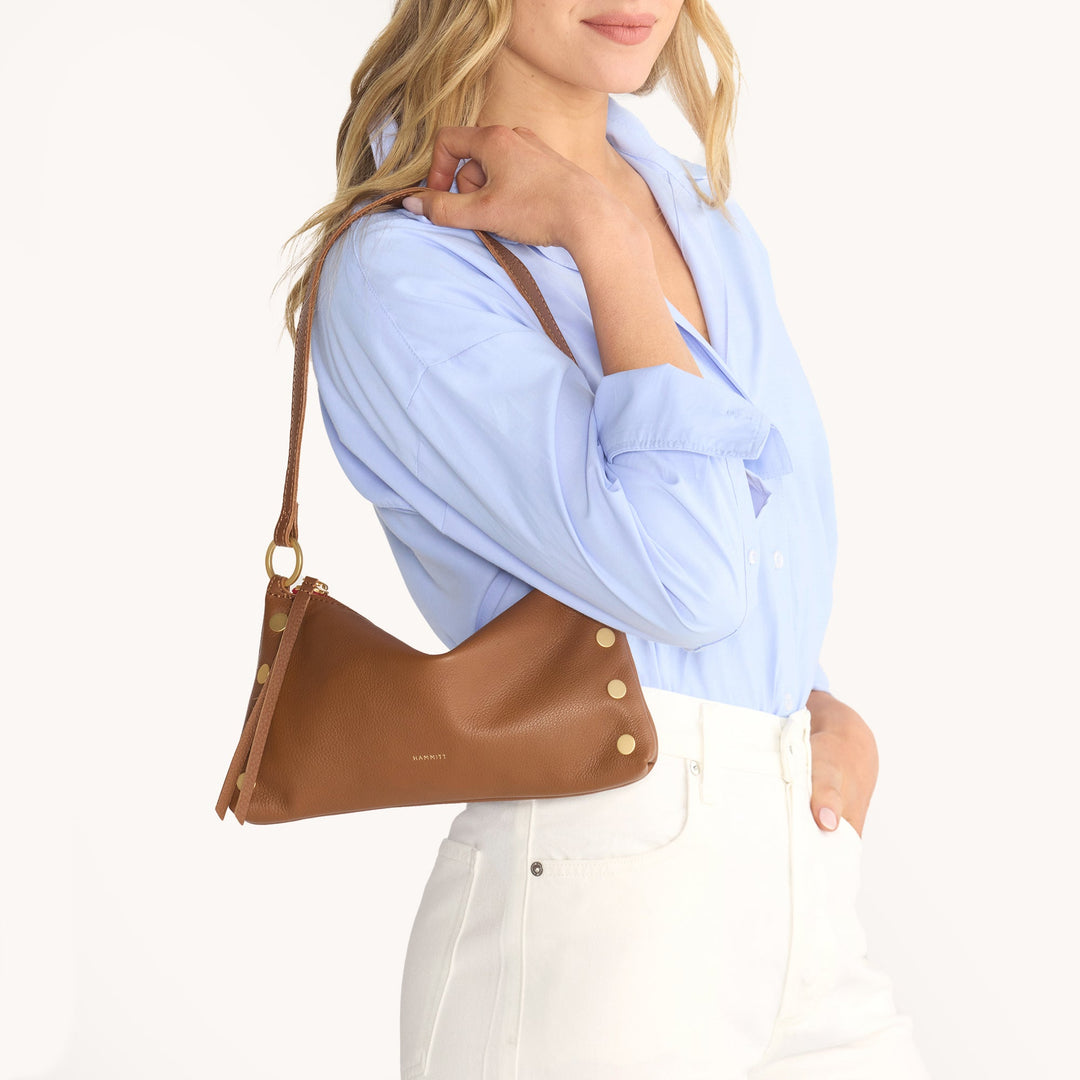Hammitt: Kyle Handbag in Mahogany Pebble/Brushed Gold - The Vogue Boutique