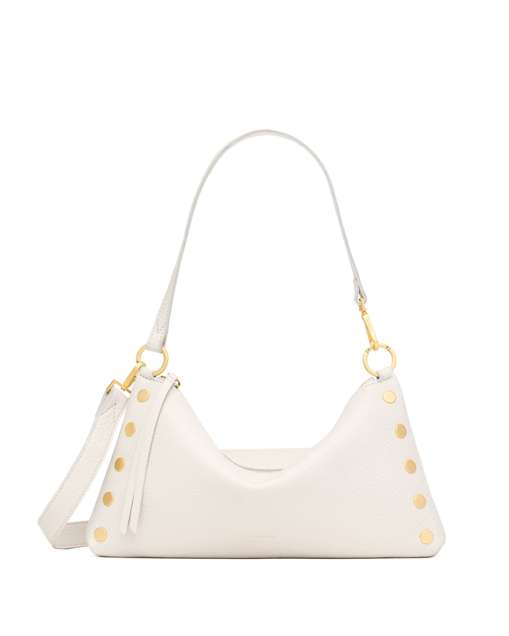 Hammitt Kyle Medium shoulder bag in Calla Lily white leather with gold stud details