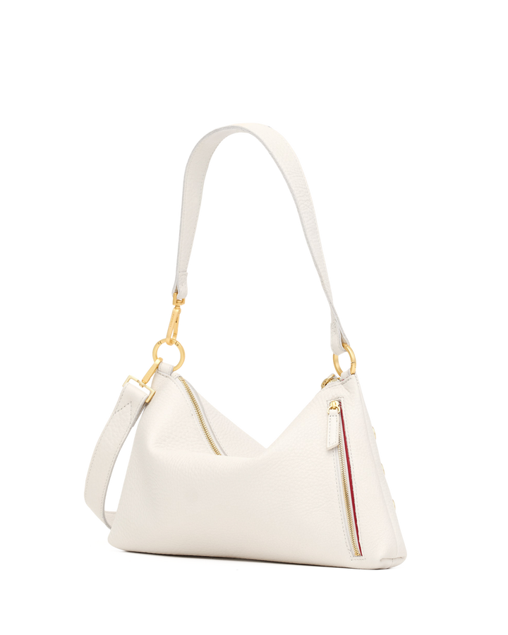 Hammitt Kyle Medium shoulder bag in calla lily white with brushed gold hardware and zipper