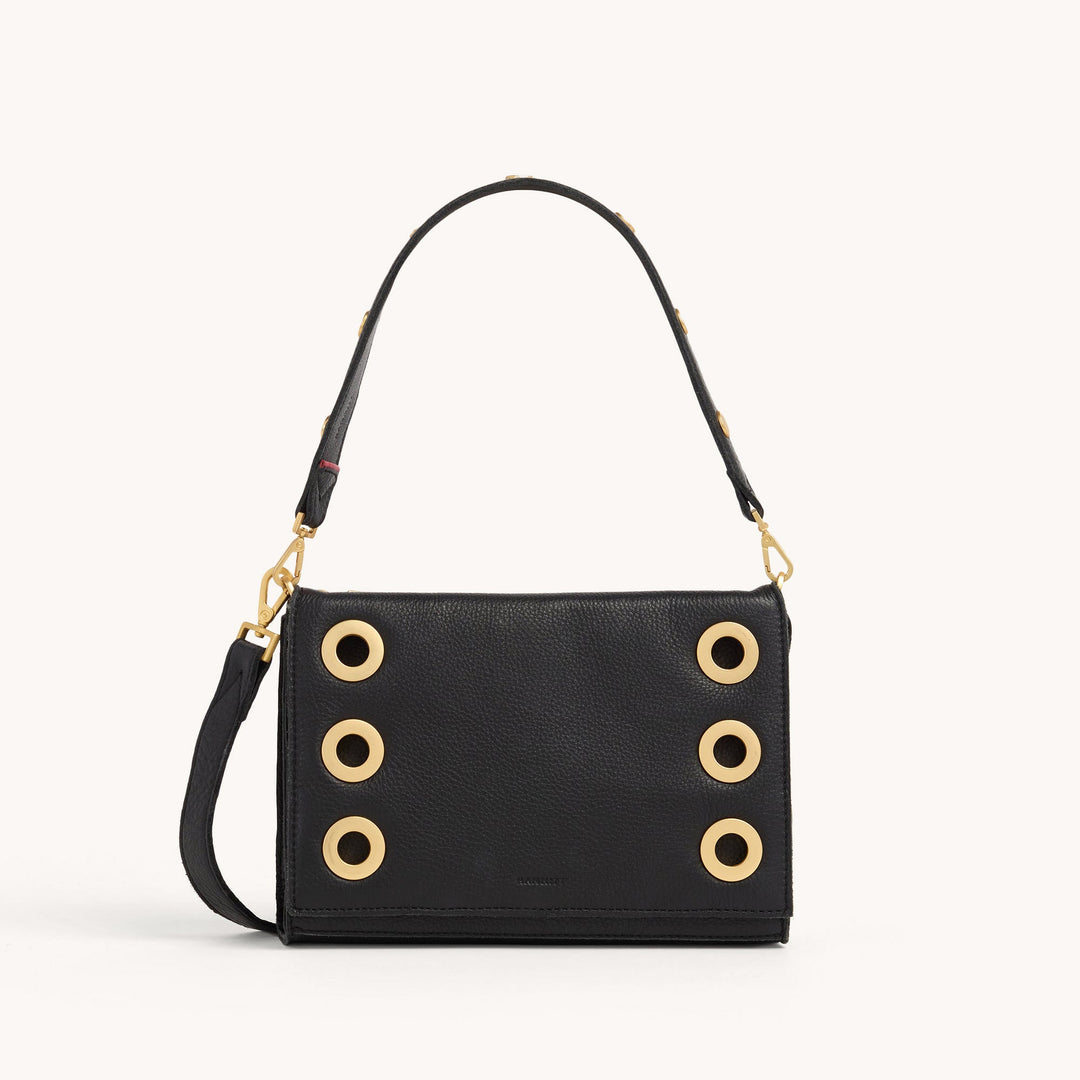 Hammitt: Montana Clutch Sml in Black/Brushed Gold