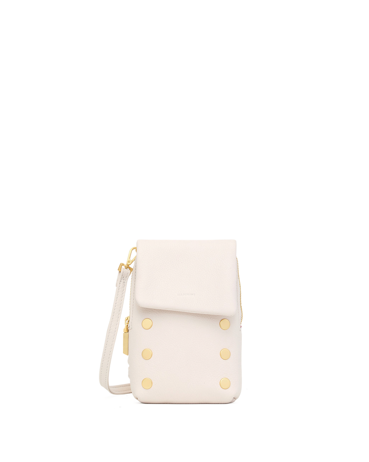 Hammitt VIP Mobile crossbody bag in calla lily white with gold stud hardware