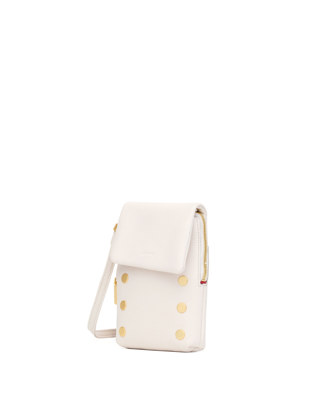 Hammitt VIP Mobile crossbody phone bag in calla lily white with brushed gold stud accents