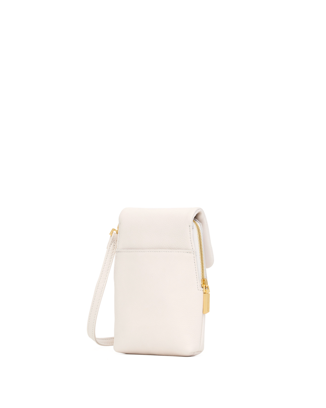 Hammitt VIP Mobile crossbody phone bag in calla lily white with brushed gold zipper hardware