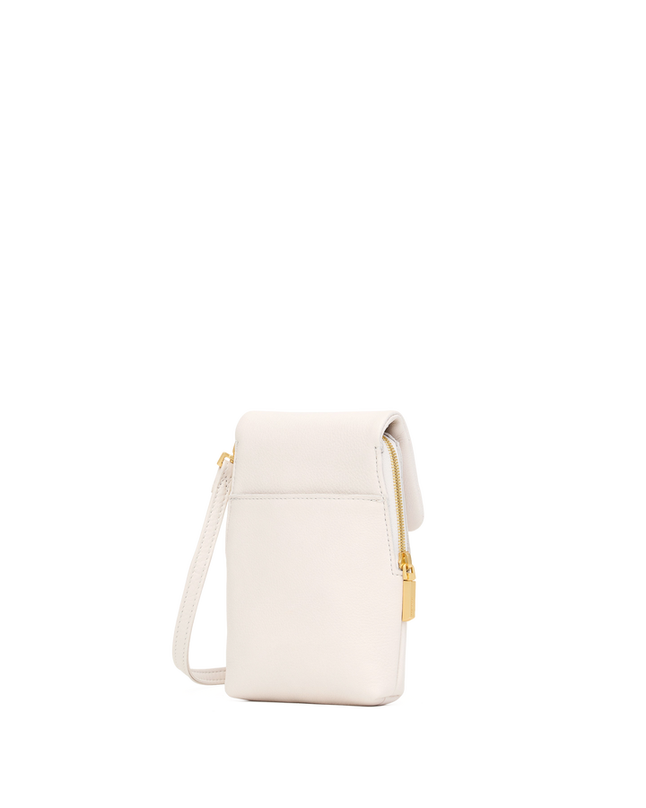 Hammitt VIP Mobile crossbody phone bag in calla lily white with brushed gold zipper hardware