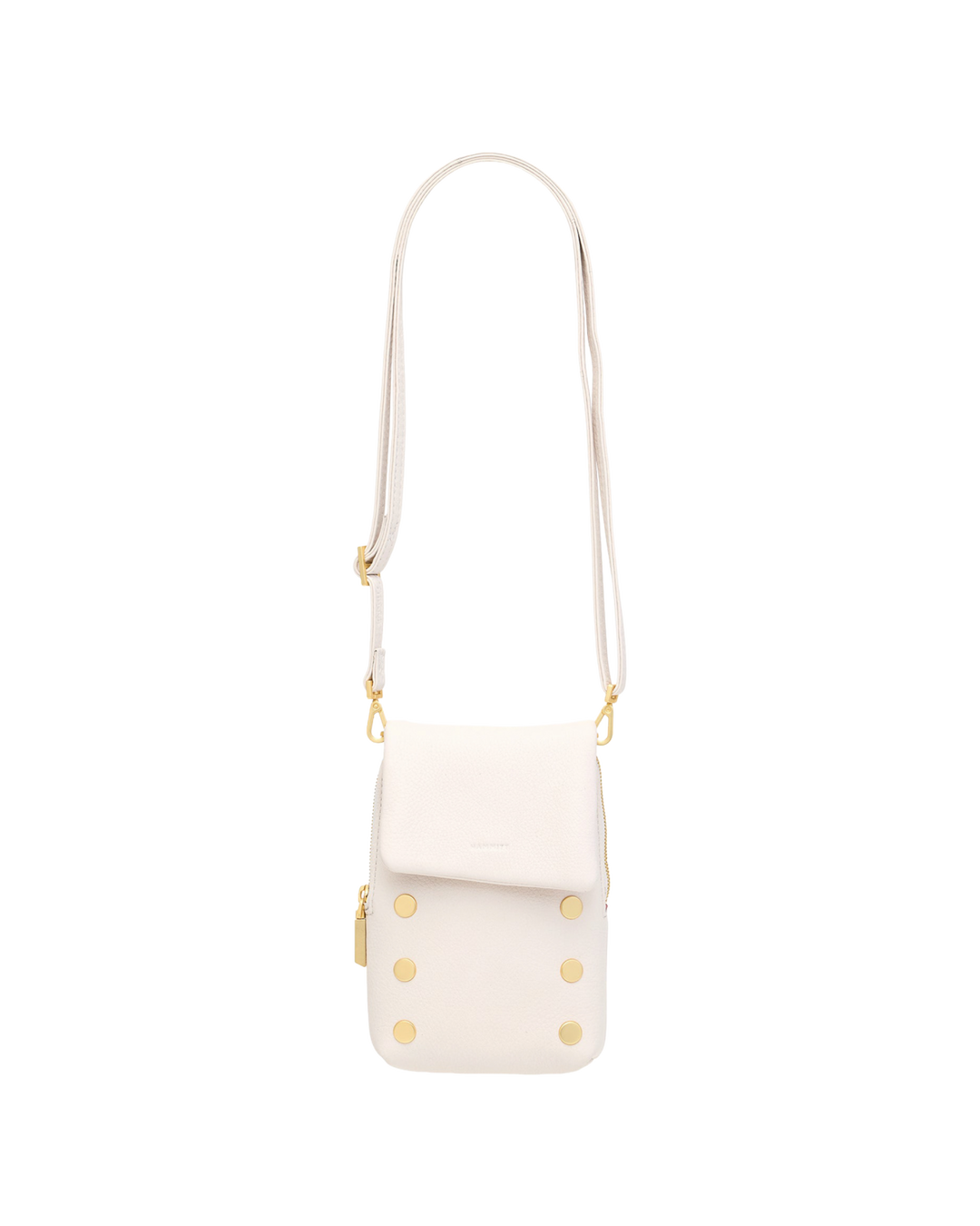 Hammitt VIP Mobile crossbody bag in calla lily white with brushed gold stud hardware