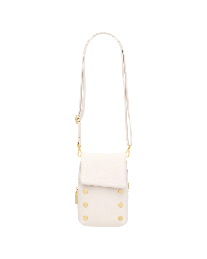 Hammitt VIP Mobile crossbody bag in calla lily white with brushed gold stud hardware