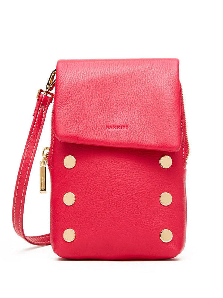 Hammitt VIP Mobile crossbody bag in calypso coral pebble leather with gold stud hardware