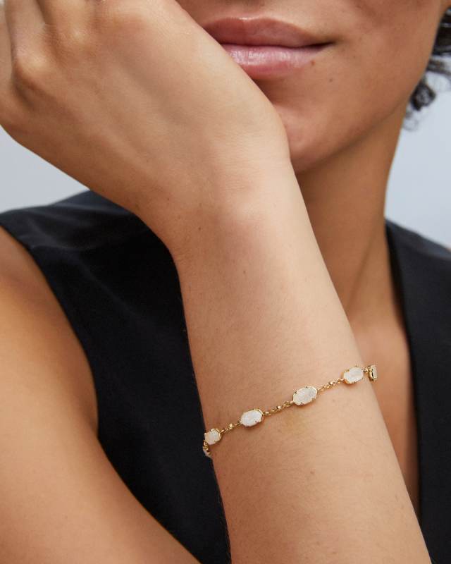 Kendra Scott: Emilie Link Bracelet In Gold Iridescent Drusy