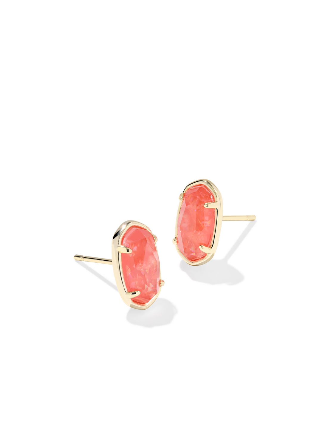Kendra Scott: Grayson Stone Stud Earrings in Gold Papaya Iridescent MOP - The Vogue Boutique