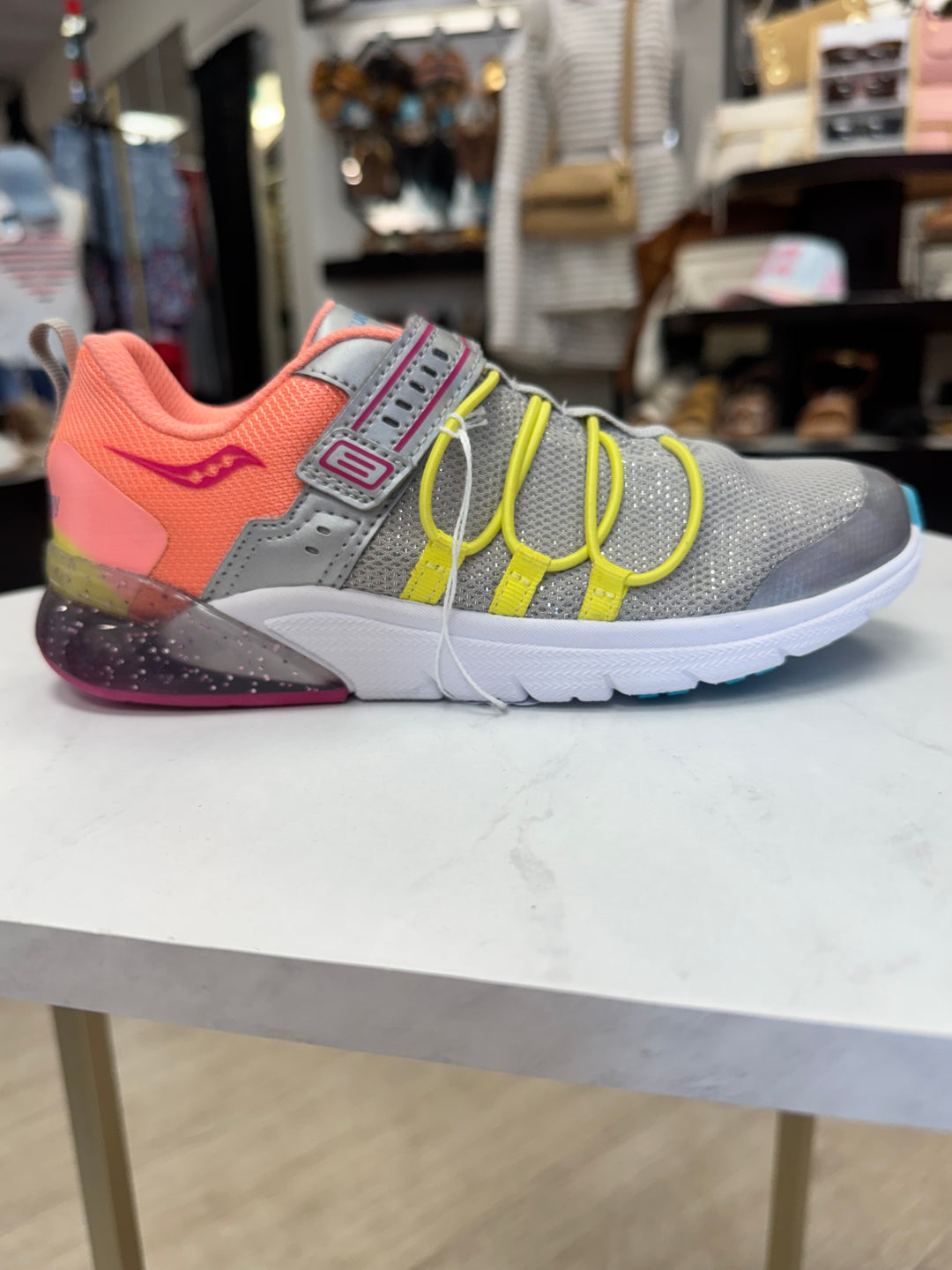 Saucony: Kids Flash Glow Sneaker in Silver/ Multi - The Vogue Boutique