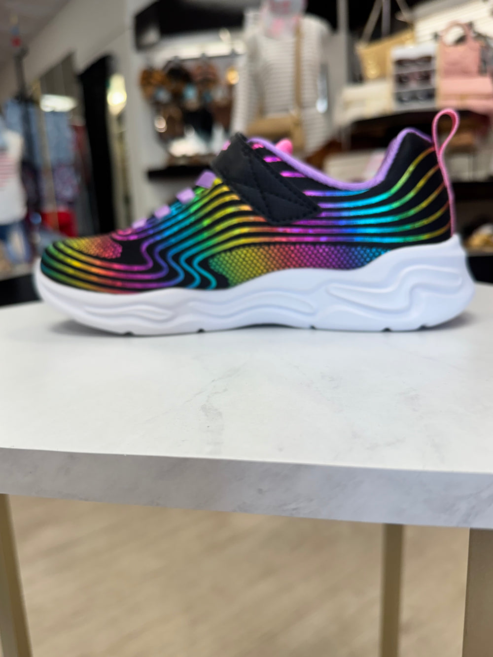 Skechers: Kids Wavy Beams Black Sneakers - The Vogue Boutique