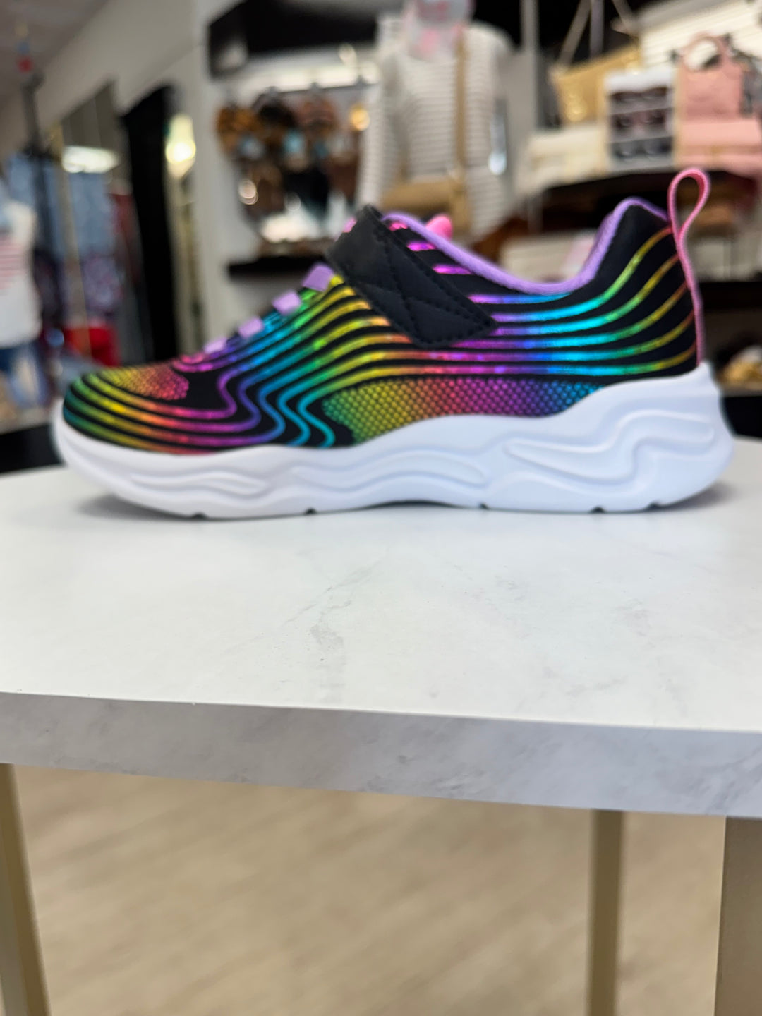 Skechers: Kids Wavy Beams Black Sneakers - The Vogue Boutique
