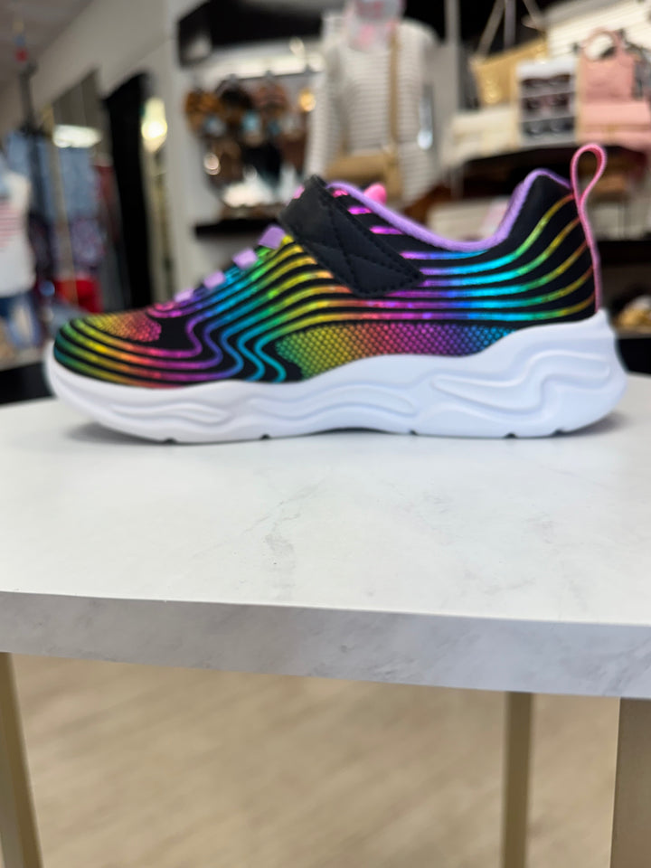 Skechers: Kids Wavy Beams Black Sneakers - The Vogue Boutique