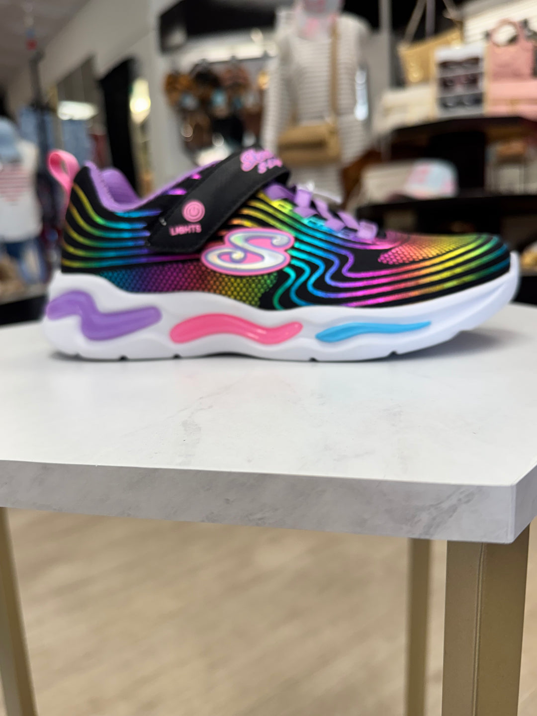Skechers: Kids Wavy Beams Black Sneakers - The Vogue Boutique