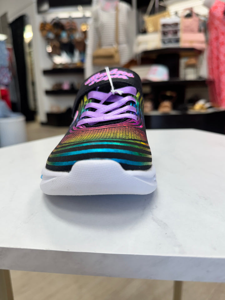 Skechers: Kids Wavy Beams Black Sneakers - The Vogue Boutique