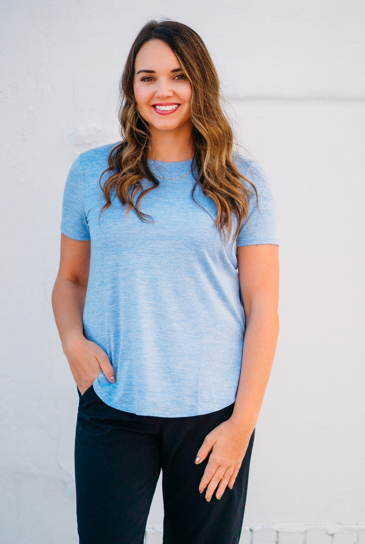 Skechers: Athletic Top in White and Lavender TS105 - The Vogue Boutique