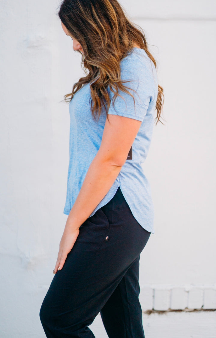 Skechers: Athletic Top in White and Lavender TS105 - The Vogue Boutique