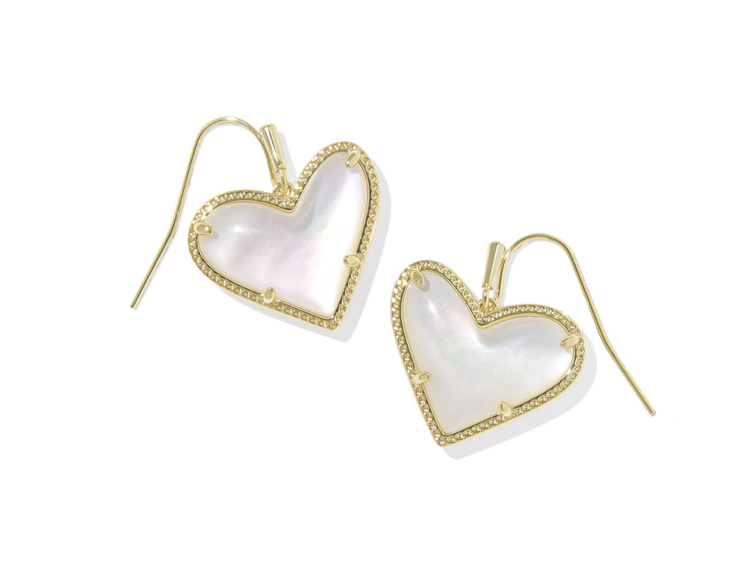 Kendra Scott: Ari Heart Statement Drop Earring in Gold Ivory Mop - The Vogue Boutique