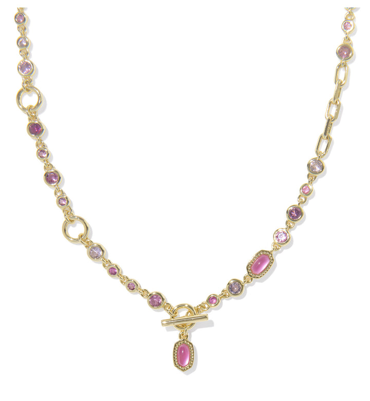 Kendra Scott: Mini Elisa Abbie Strand Necklace in Gold Pink Mix - The Vogue Boutique