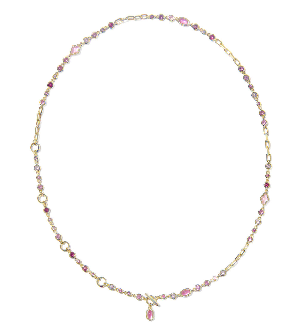 Kendra Scott: Mini Elisa Abbie Strand Necklace in Gold Pink Mix - The Vogue Boutique