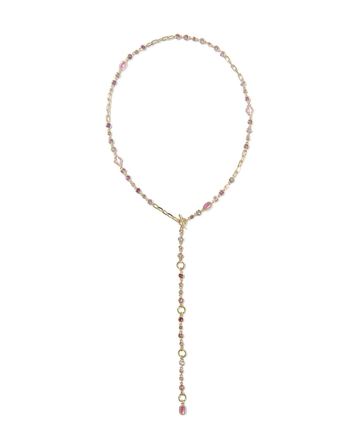 Kendra Scott: Mini Elisa Abbie Strand Necklace in Gold Pink Mix - The Vogue Boutique