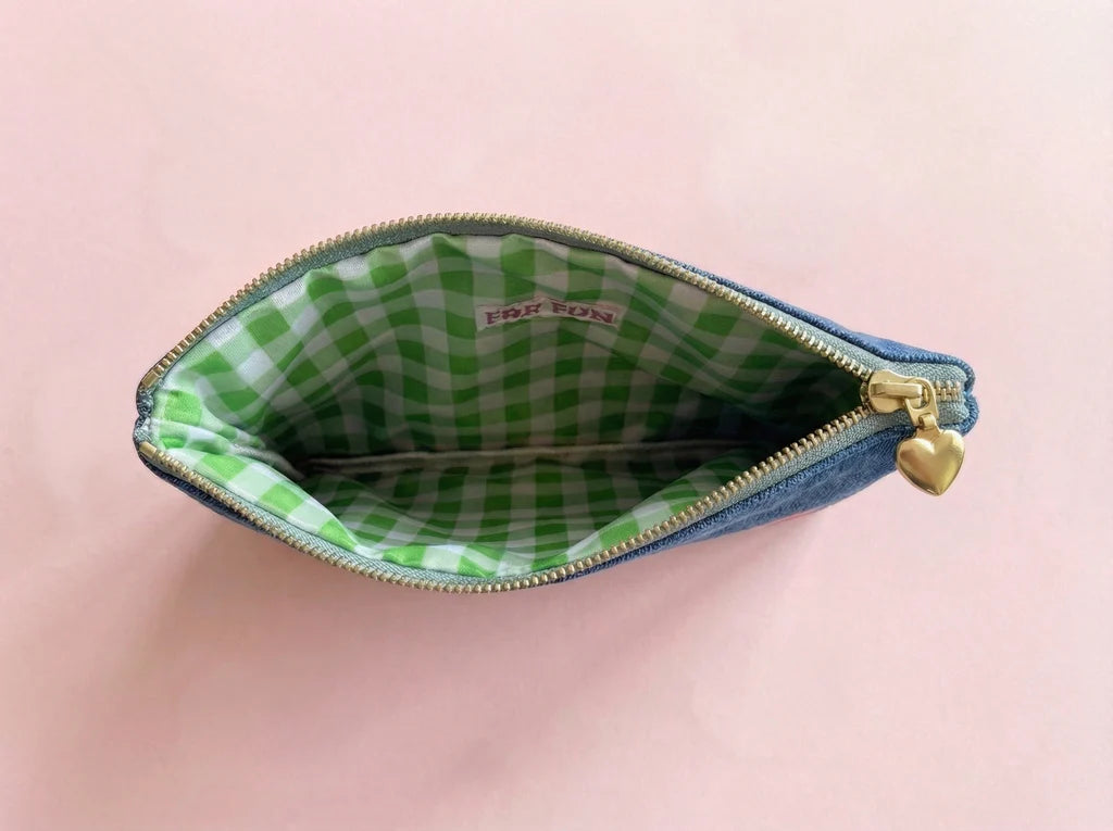Taylor Elliott Designs: Bella Denim + Bows Pouch (Large)