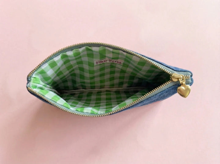Taylor Elliott Designs: Bella Denim + Bows Pouch (Large)