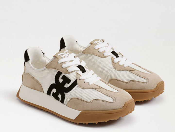 Sam Edelman: Langley Lace Up Sneaker in White/Tan/Black - The Vogue Boutique