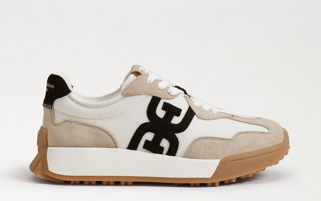 Sam Edelman: Langley Lace Up Sneaker in White/Tan/Black - The Vogue Boutique