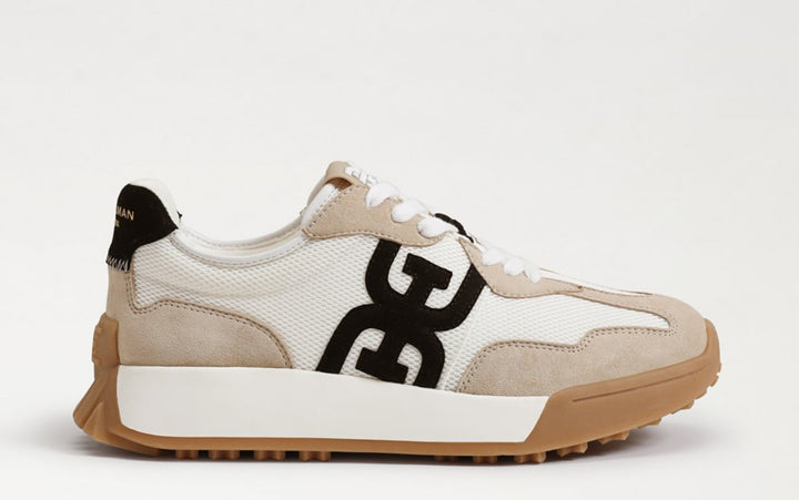 Sam Edelman: Langley Lace Up Sneaker in White/Tan/Black - The Vogue Boutique