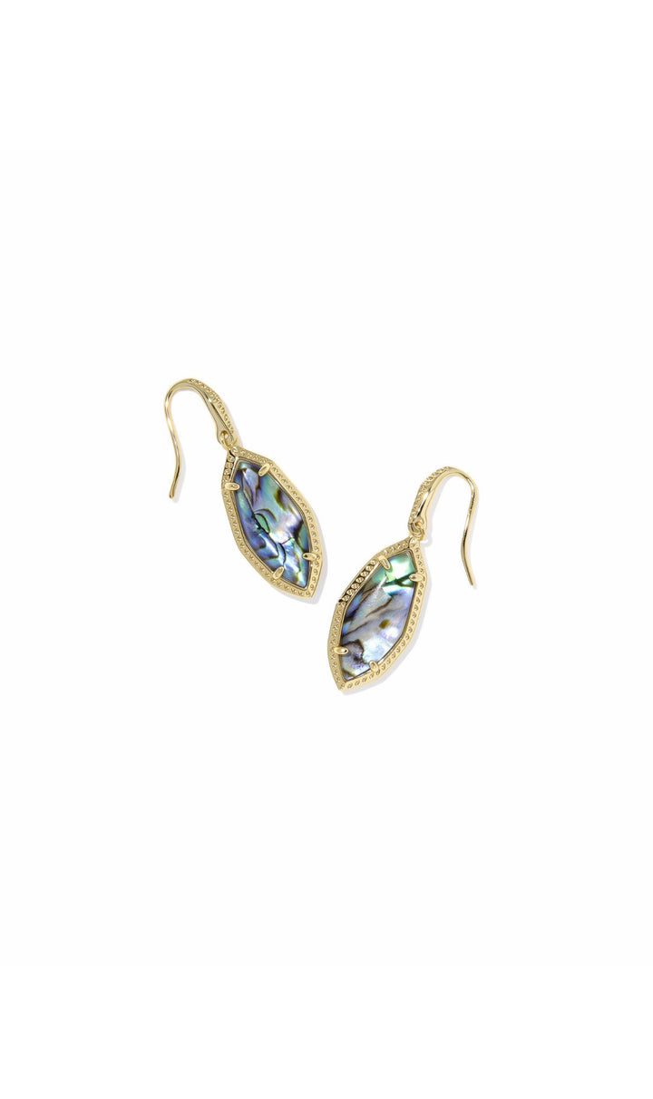Kendra Scott: Ophelia Small Drop Earrings in Gold Abalone Shell