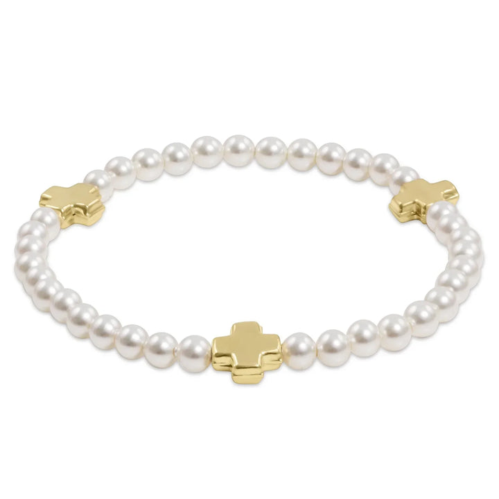 Enewton: Signature Cross Gold Small Pearl Pattern Bead Bracelet