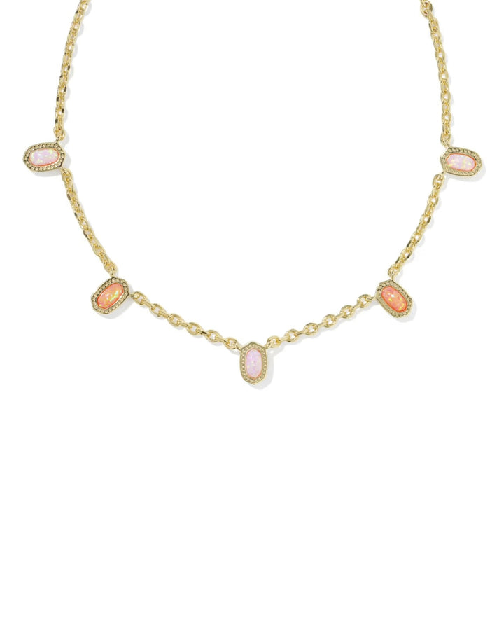 Kendra Scott: Mini Elisa Gold Strand Necklace in Pink Mix