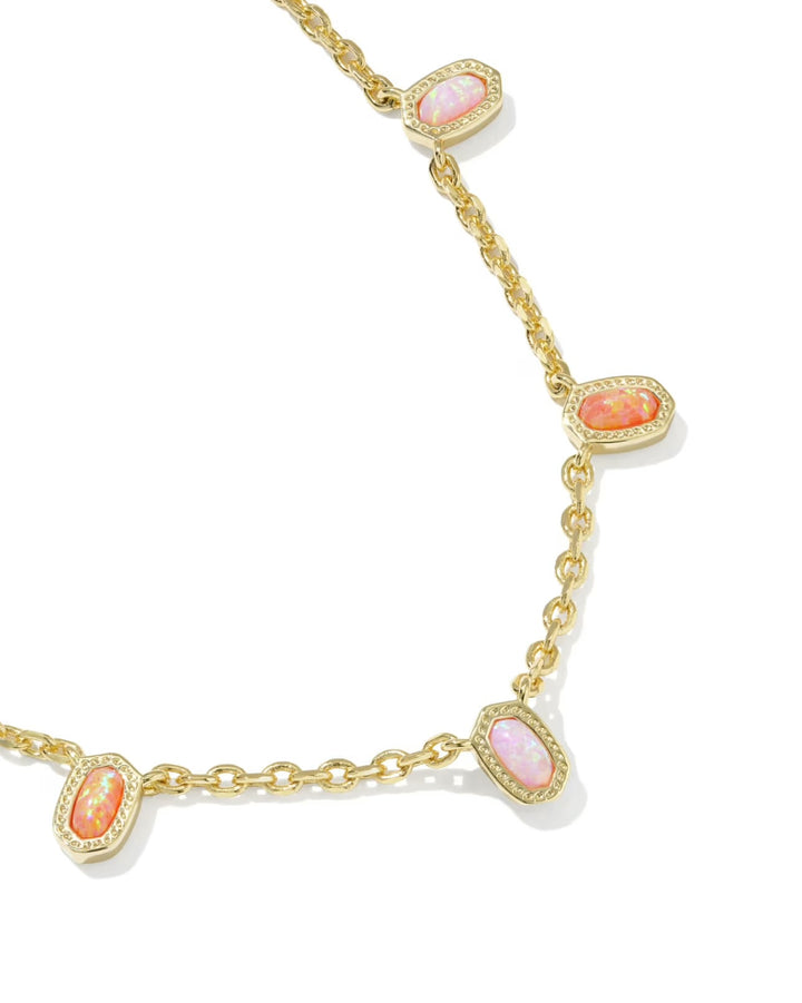Kendra Scott: Mini Elisa Gold Strand Necklace in Pink Mix