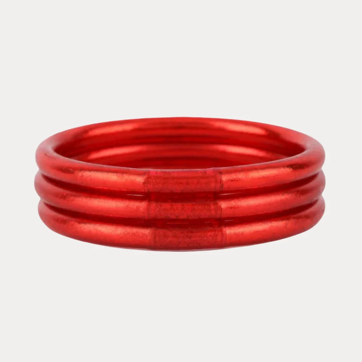 Budha Girl: Serenity Prayer All Weather Bangles Set of 3 in Crimson