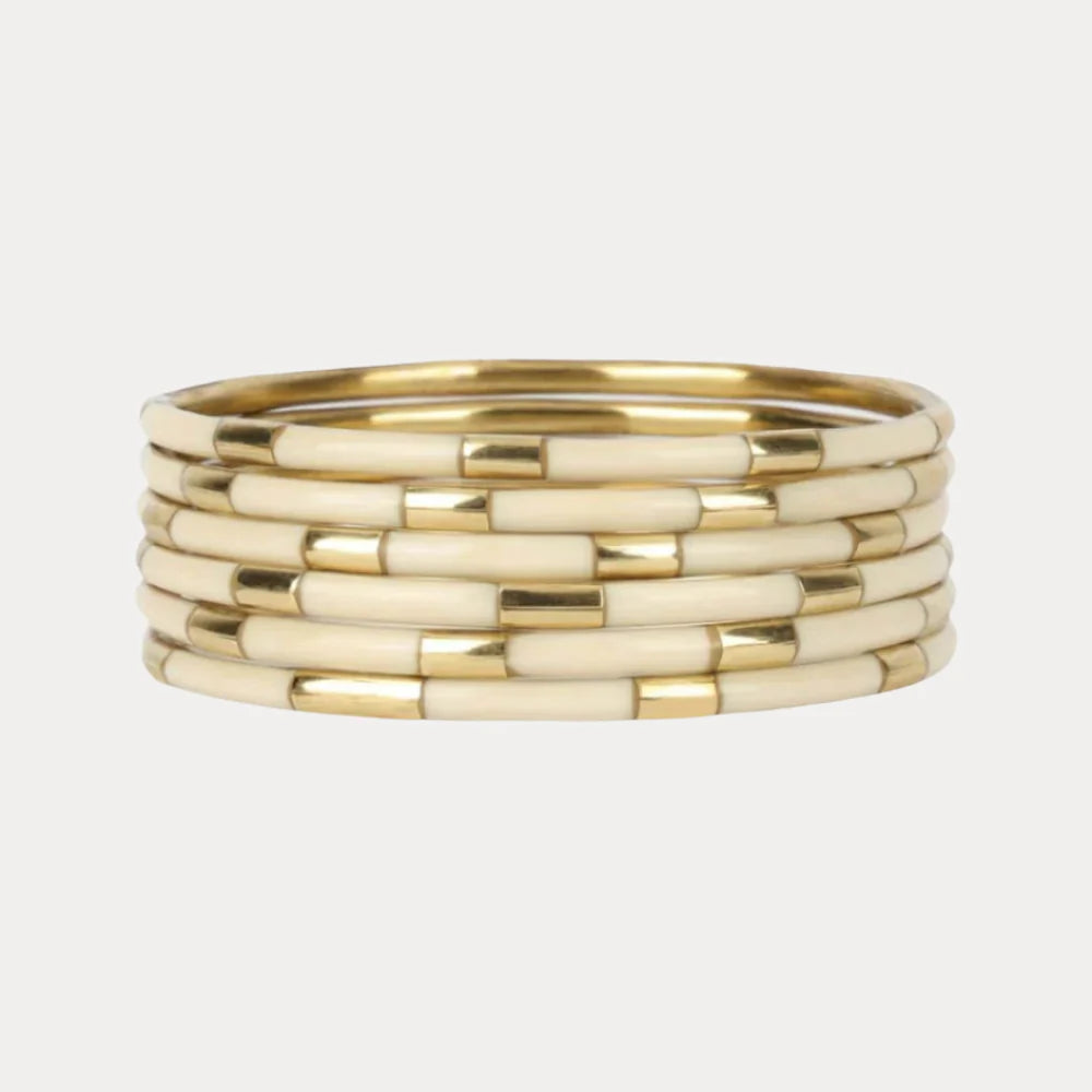 Budha Girl: Veda Bangles Set of 6 in Ivory