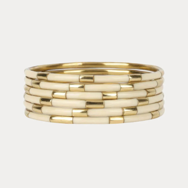 Budha Girl: Veda Bangles Set of 6 in Ivory