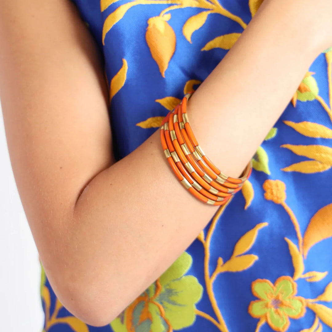 Budha Girl: Veda Bangle Set of 6 in Burnt Orange